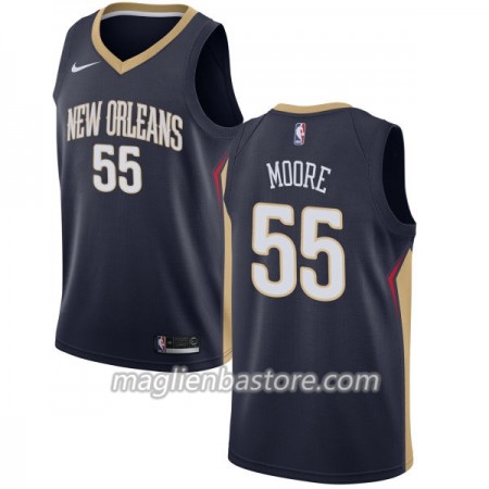 Maglia NBA New Orleans Pelicans ETwaun Moore 55 Nike 2017-18 Navy Swingman - Uomo